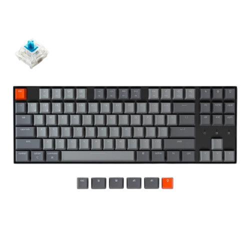 KEYBOARD MECHANICAL KEYCHRON K12 HOT-SWAPPABLE WHITE LED 60% Gateron Blue switch Multi-Device (Wired+Bluetooth), Black, K12-G2