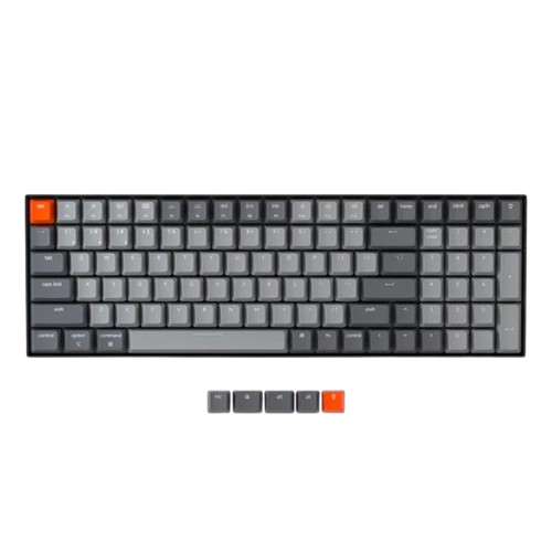 KEYBOARD MECHANICAL KEYCHRON K4 ver.2 HOT-SWAPPABLE WHITE LED 96% Gateron Blue switch Multi-Device (Wired+Bluetooth), Black, K4-G2
