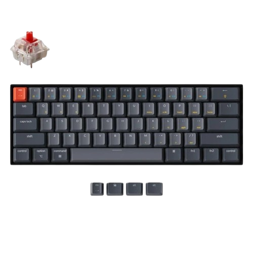 KEYBOARD MECHANICAL KEYCHRON K12 HOT-SWAPPABLE WHITE LED 60% Gateron Red switch Multi-Device (Wired+Bluetooth), Black, K12-G1
