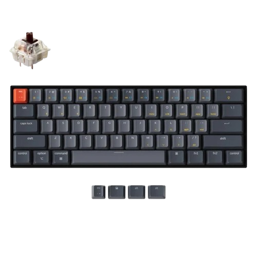 KEYBOARD MECHANICAL KEYCHRON K12 HOT-SWAPPABLE WHITE LED 60% Gateron Brown switch Multi-Device (Wired+Bluetooth), Black, K12-G3
