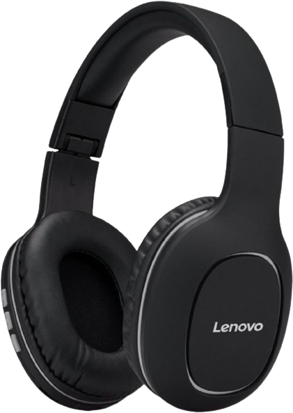 HEADPHONES WIRELESS LENOVO, Bluetooth w/microphone, Black HD300