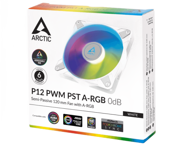 Arctic P12 PWM PST 120mm A-RGB Cooling Fan White (ACFAN00254A)