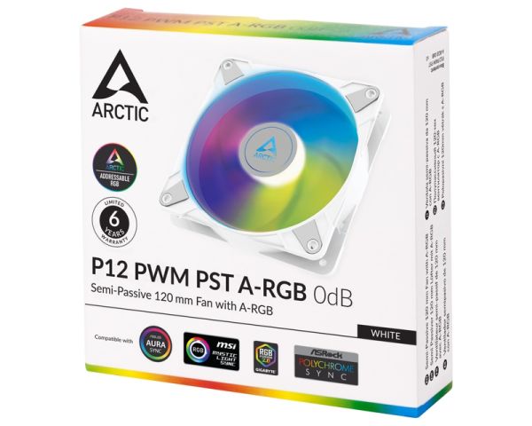 Arctic P12 PWM PST 120mm A-RGB Cooling Fan White (ACFAN00254A)