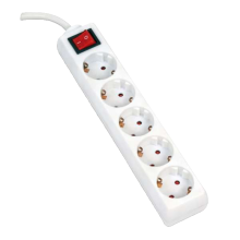 Omega Power Supply Extension Cord 5 sockets 1.5m White