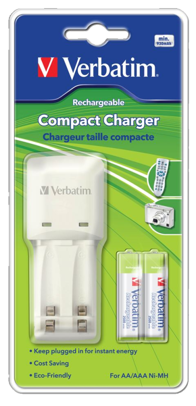 Verbatim Compact Battery Charger for AA/AAA