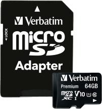 Verbatim Premium 64GB microSDXC Card Class 10 /w Adapter