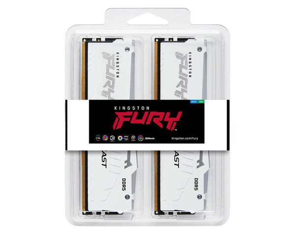 DIMM DDR5 64GB (2x32GB Kit) 5600mt / s KF556C36BWEAK2-64 FURY BEAST RGB White Expo