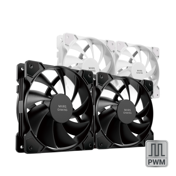 MARS Gaming FAN KIT PWM 2in1 Ultra-quiet 120mm x 2 Ultrasilent Fans White