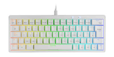 MARS Gaming Keyboard MKMINIPRO Hot-Swappable RGB Mechanical 60% White