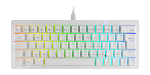 MARS Gaming Keyboard MKMINIPRO Hot-Swappable RGB Mechanical 60% White