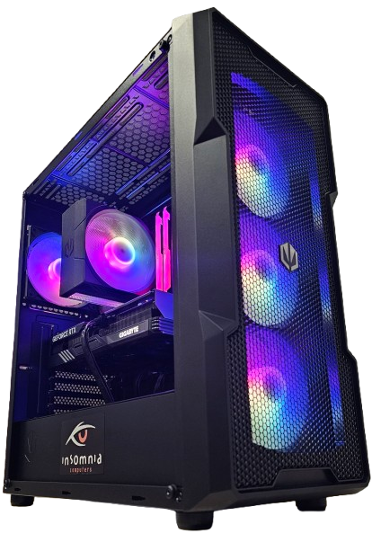 Insomnia Shadow Strike 2: B550, Ryzen 7 5700X3D, 32GB DDR4-3200, RTX4060Ti 8GB, 1TB NVMee