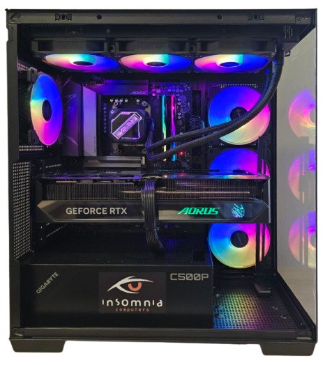 Insomnia Shadow Glass 3: Ryzen 7 7800X3D, RTX5070Ti AORUS Elite, 32GB DDR5-6000